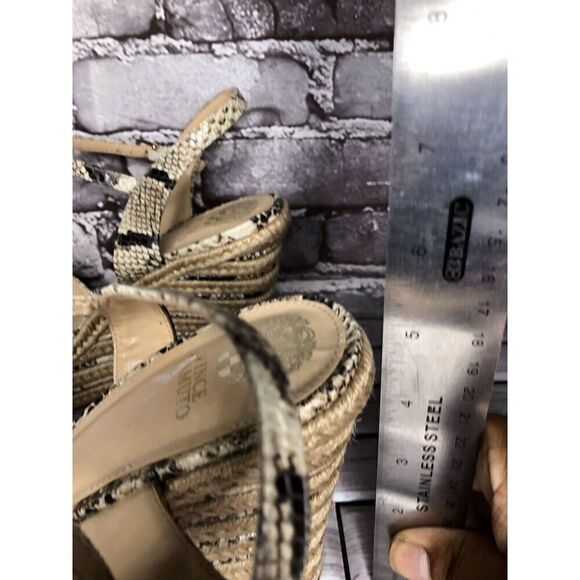 Vince Camuto Marybell Ivory Leather Snake Wedge Espadrilles Sandals Women’s 10.5 - Picture 10 of 16